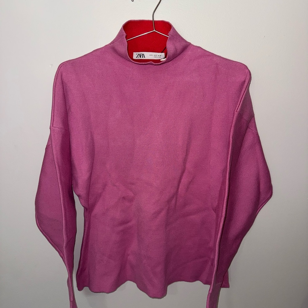 Zara Fuchsia High-Neck Sweater
